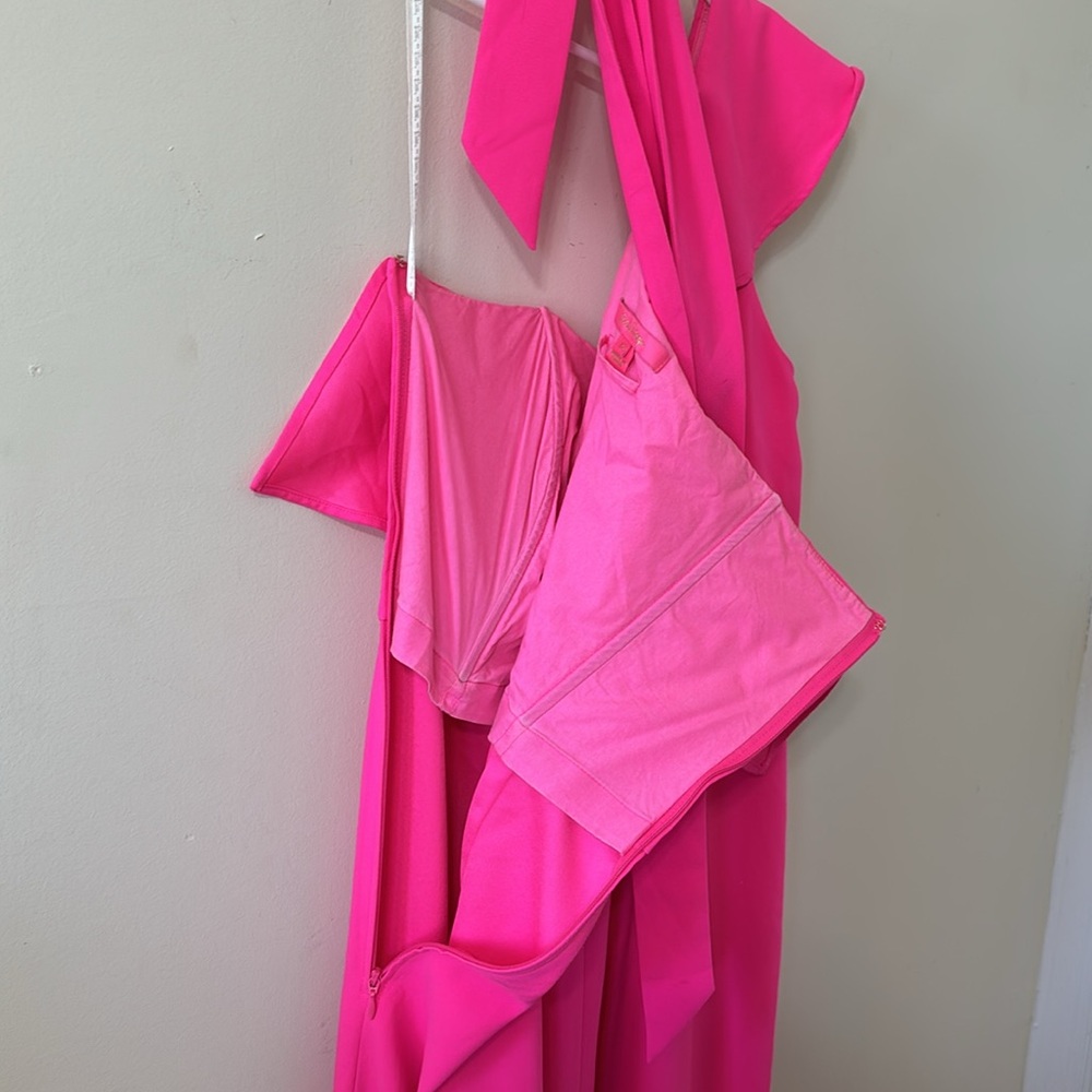 Lilly Pulitzer Lyra One Shoulder Ruffle Jumpsuit Berry Size 12 - Picture 8 of 9